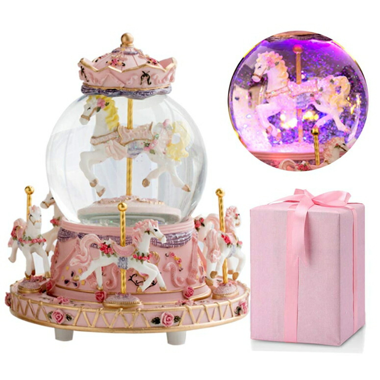 回転させる木馬 LED オルゴール LOVE FOR YOU Carousel Music Box Luxury Color Change LED Light Luminous Rotating 6-Horse Carousel Horse Music Box Home Decor Ornament，Best Birthday Gift for Kids，Girls(Plays You are My Sunshine, Pink) 【並行輸入品】 インテリア・寝具・収納-インテリア小物・置物