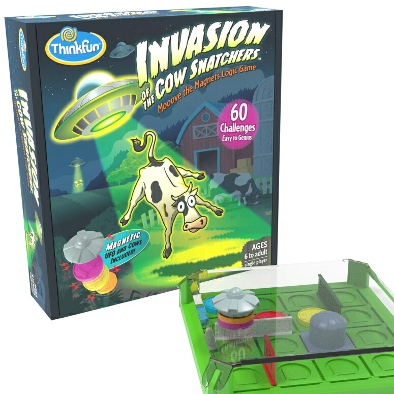 知育手あそび カウスナッチャー Think Fun Invasion of The Cow Snatchers STEM Toy and Logic Game for Boys and Girls Age 6 and Up - A Magnet Maze Logic Puzzle 【並行輸入品】 おもちゃ-その他-知育玩具・学習玩具