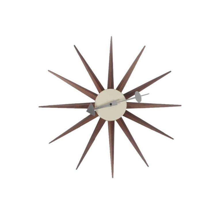 飾りもの時辰儀 今めかしい SHISEDECO George Nelson Clock, Decorative Modern Silent Wall Clock for Home, Kitchen,Living Room,Office etc. - Colorful Wooden Mid Century Retro Design(Full Range Available) (Sunburst Clock Walnut) 【並行輸入品】