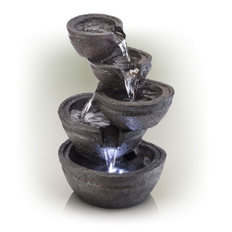 卓上 噴水 滝のオブジェ テーブルトップファウンテン インテリア噴水 Alpine Corporation Tiering Bowls Tabletop Fountain with LED Lights - Zen Indoor Decor for Office, Living Room, Bedroom - 13 Inches 【並行輸入品】|MJ-MARKET
