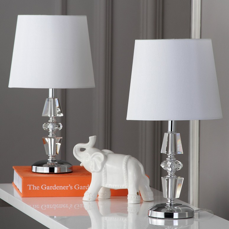 サファヴィヤ safavieh テーブルランプ サファビヤ サファヴィア Safavieh Lighting Collection Crescendo Clear and White Tiered Crystal 15-inch Table Lamp (Set of 2) 【並行輸入品】
