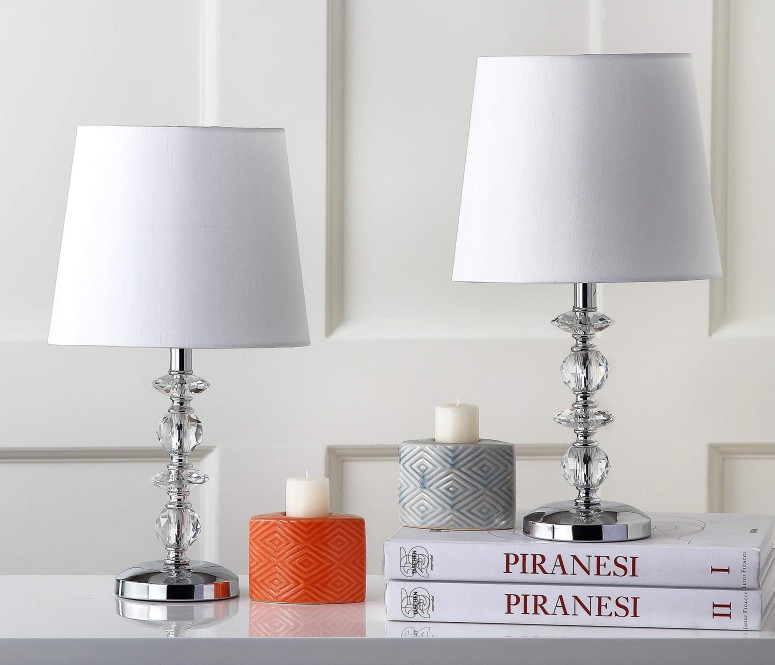 サファヴィヤ safavieh テーブルランプ サファビヤ サファヴィア Safavieh Lighting Collection Derry Clear and White Stacked Crystal Orb 15-inch Table Lamp (Set of 2) 【並行輸入品】｜MJ-MARKET