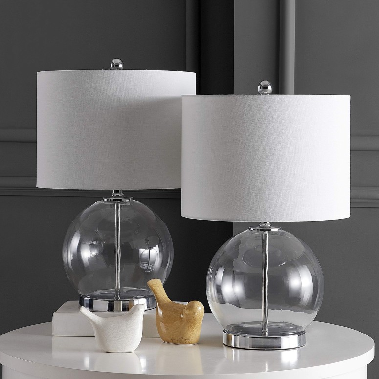 サファヴィヤ safavieh テーブルランプ サファビヤ サファヴィア Safavieh TBL4219A-SET2 Lighting Lonni Clear and Chrome 22.5-inch (Set of 2) -LED Bulbs Included Table Lamp 【並行輸入品】