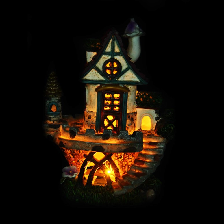 値引 楽天市場 妖精の家 ファンタジー ガーデンライト Ledソーラーライト Asawasa Resin Attic Solar Garden Statues And Sculptures Outdoor Decor Garden Figurines With Solar Powered Lights For Patio Lawn Yard Art Decoration Housewarming Garden Gift