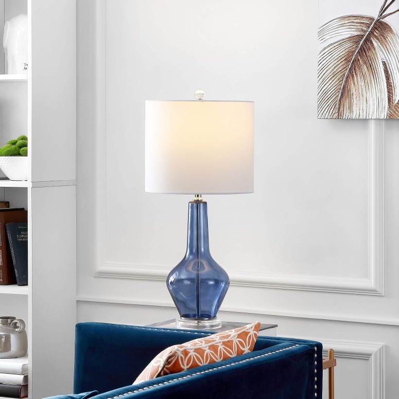 サファヴィヤ safavieh テーブルランプ サファビヤ サファヴィア Safavieh TBL4220B-SET2 Lighting Velor Blue Glass 24-inch (Set of 2) -LED Bulbs Included Table Lamp 【並行輸入品】