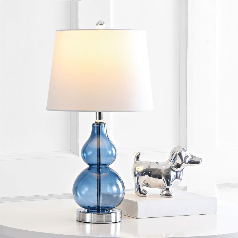 サファヴィヤ safavieh テーブルランプ サファビヤ サファヴィア Safavieh TBL4222B-SET2 Lighting Brisor Blue and Chrome 22-inch (Set of 2) -LED Bulbs Included Table Lamp 【並行輸入品】