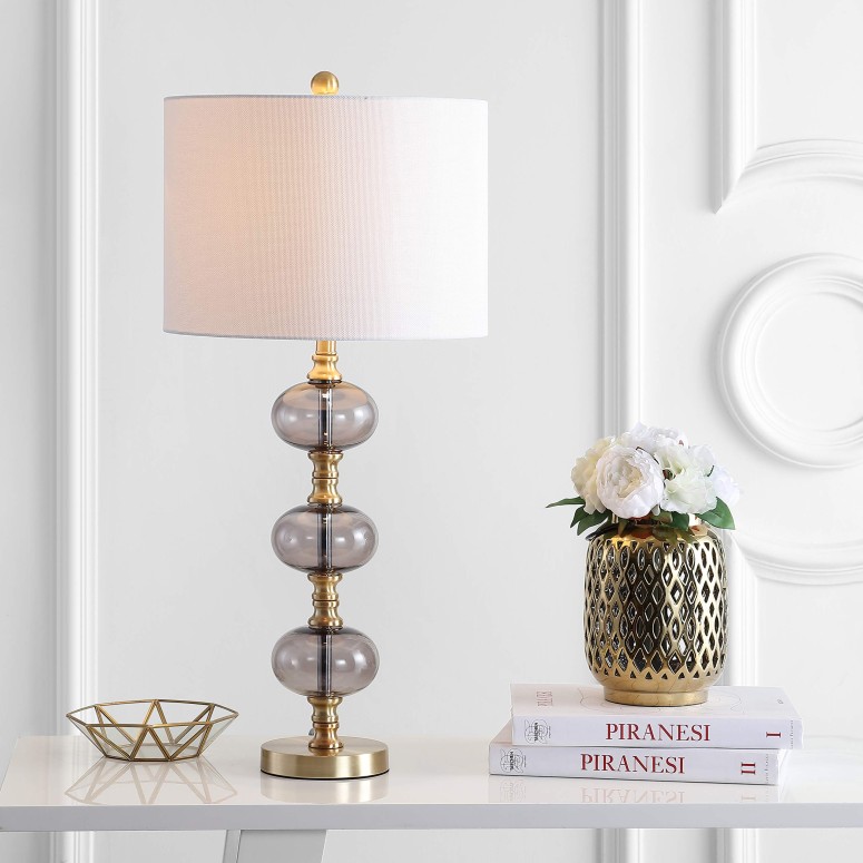 サファヴィヤ safavieh 時刻表照明ランプ サファビヤ サファヴィア Safavieh TBL4133A-SET2 Lighting Marcelo 30-inch (Set of 2) -LED Bulbs Included Table Lamp, Smoking Grey/Brass Gold 【並行輸入品】