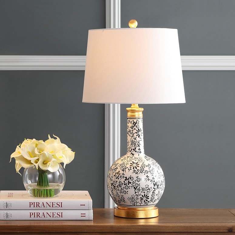 サファヴィヤ safavieh 時刻表照明ランプ サファビヤ サファヴィア Safavieh TBL4147A-SET2 Lighting Bodie Black and White 26-inch (Set of 2) -LED Bulbs Included Table Lamp 【並行輸入品】