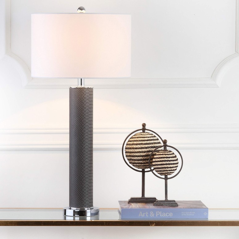 サファヴィヤ safavieh 時刻表照明ランプ サファビヤ サファヴィア Safavieh Lighting Collection Ollie Grey Faux Snakeskin 31.5-inch Table Lamp (Set of 2) 【並行輸入品】