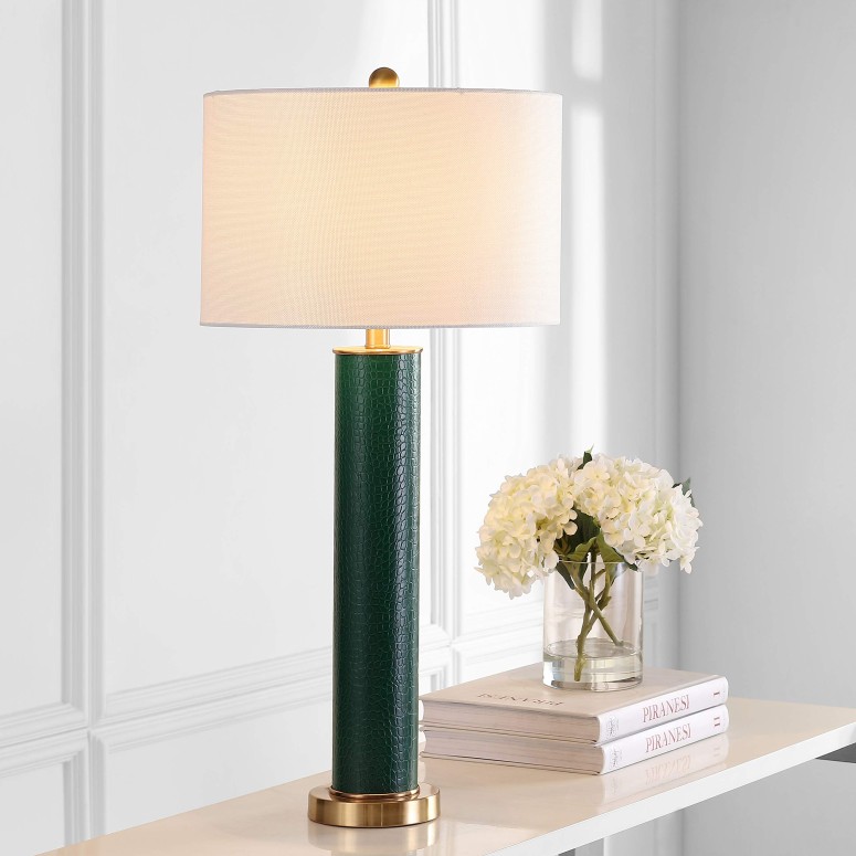 サファヴィヤ safavieh 時刻表照明ランプ サファビヤ サファヴィア Safavieh Lighting Collection Ollie Dark Green Faux Snakeskin 31.5-inch Table Lamp (Set of 2) 【並行輸入品】
