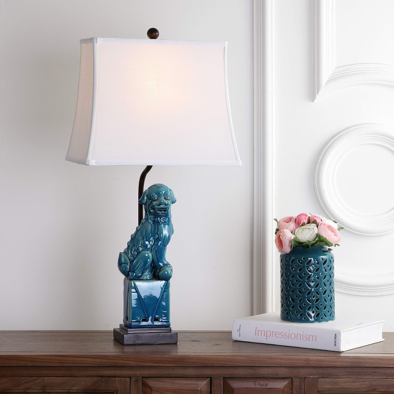 サファヴィヤ safavieh テーブルランプ サファビヤ サファヴィア Safavieh Lighting Collection Foo Dog Blue 28-inch Table Lamp (Set of 2) 【並行輸入品】
