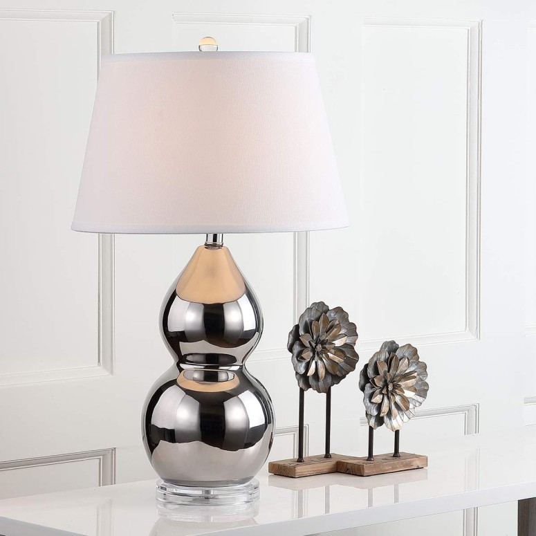 サファヴィヤ safavieh 時刻表照明ランプ サファビヤ サファヴィア Safavieh Lighting Collection Jill Silver Double Gourd 25.5-inch Table Lamp (Set of 2) 【並行輸入品】