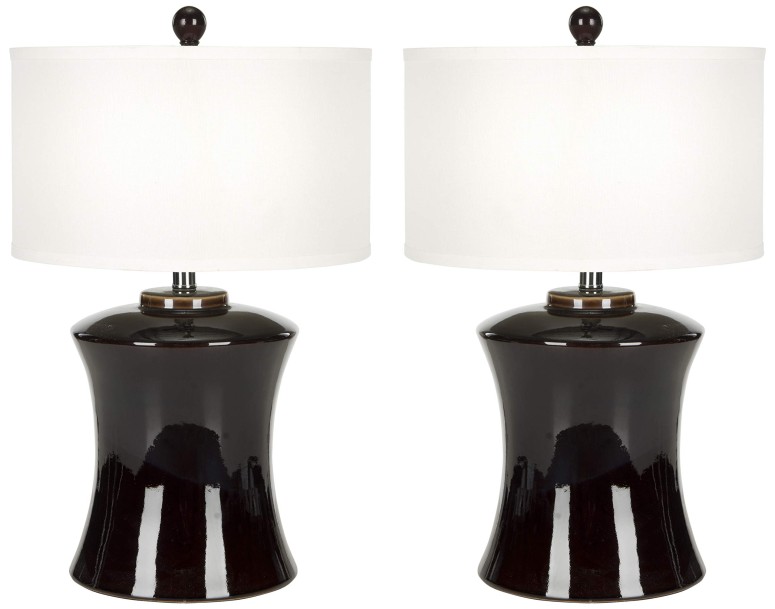 サファヴィヤ safavieh 時刻表照明ランプ サファビヤ サファヴィア Safavieh Lighting Collection Gary Dark Brown Ceramic 24-inch Table Lamp (Set of 2) 【並行輸入品】