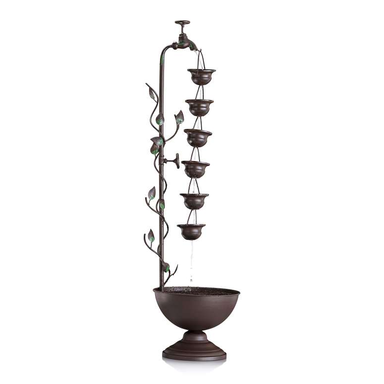 ガーデン 噴水 インテリア噴水 置き型 噴水 滝のオブジェ ウォーターフォールファウンテン Alpine Corporation MAZ254 Alpine Hanging 6-Cup Tiered Floor Bronze Indoor/Outdoor Garden, Entryway, Patio, Ya Water Fountain, 36\