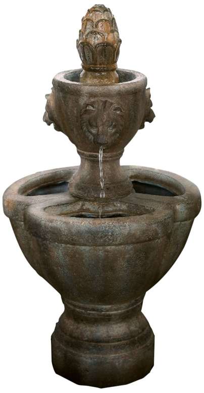 ガーデン 噴水 インテリア噴水 置き型 噴水 滝のオブジェ ウォーターフォールファウンテン Outdoor Water Fountain, 2 Tier Lion Head Fountain With Natural Looking Stone and Soothing Sound for Decor on Patio, Lawn and Garden By Pure Garden 【並行輸入品】｜MJ-MARKET