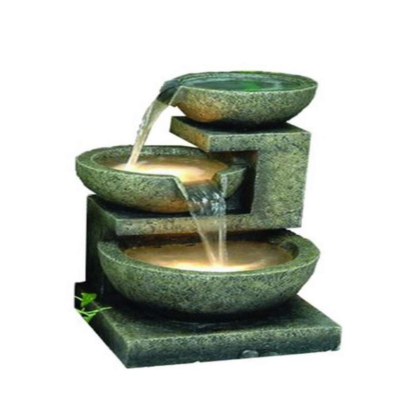 ガーデン 噴水 インテリア噴水 置き型 噴水 滝のオブジェ ウォーターフォールファウンテン Hi-Line Gift Ltd 3-Bowl Fountain with 2 Lights 【並行輸入品】