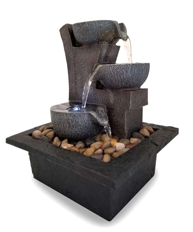 卓上 吹き上げ 滝のオブジェ テーブルトップファウンテン 室内装飾吹き上げ DANNER MANUFACTURING 03801 Aura Meditation Fountain with 3 Tiered LED Waterfall, Pack of 1 【並行輸入品】
