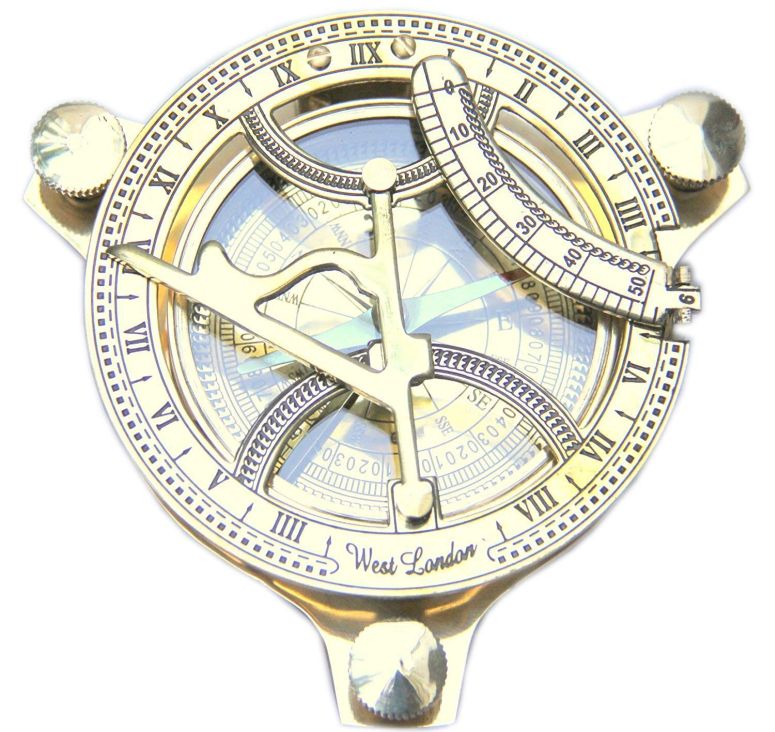 真鍮製 日時計 コンパス 真ちゅう サンダイアル Artshai Brass Sundial Clock Compass, 4 Inch,  Beautiful Antique Look, Sun 柔らかい