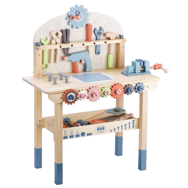 キッズDIY 作業台 おもちゃ ままごと ごっこ Tool Bench for Kids Toy Play Workbench Wooden Tool Bench Workshop Workbench with Tools Set Wooden Construction Bench Toy for 3 4 5 Year Old Boys Girls 【並行輸入品】