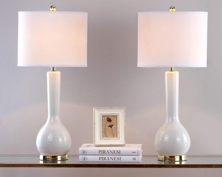 サファヴィヤ safavieh 時刻表照明ランプ サファビヤ サファヴィア Safavieh Lighting Collection Mae Long Neck White Ceramic 30.5-inch Table Lamp (Set of 2) 【並行輸入品】