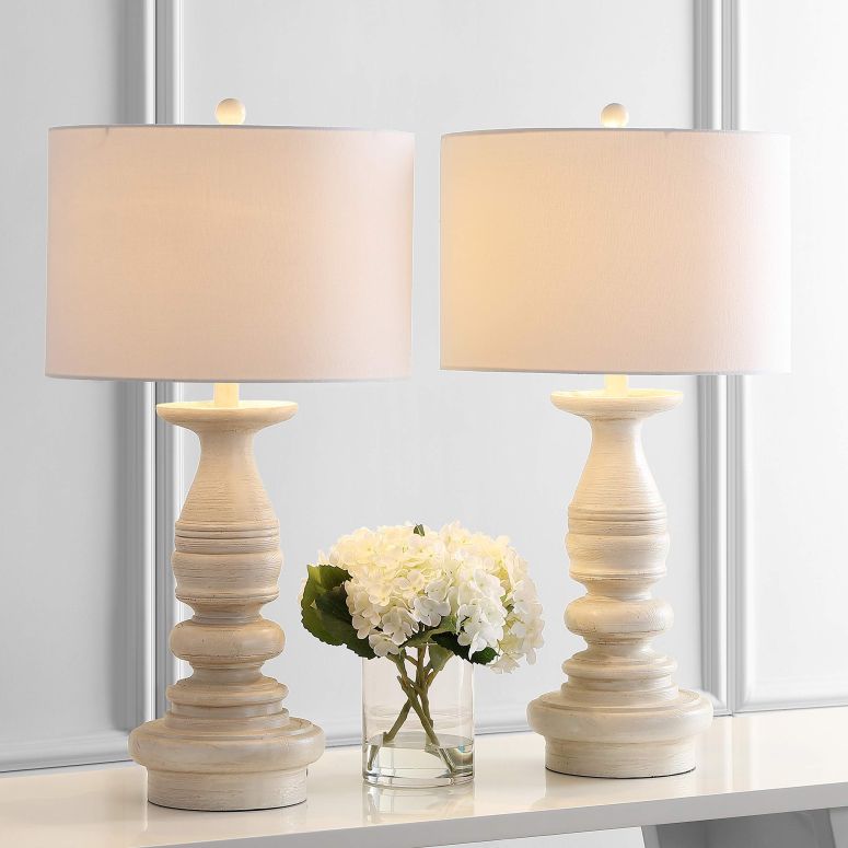 サファヴィヤ safavieh 時刻表照明ランプ サファビヤ サファヴィア Safavieh TBL4183A-SET2 Lighting Jareth White Wash 29-inch (Set of 2) -LED Bulbs Included Table Lamp 【並行輸入品】