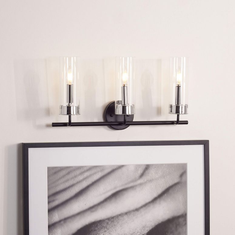 サファヴィヤ safavieh テーブルランプ サファビヤ サファヴィア Safavieh Lighting Collection Remery Matte Black/Chrome 3-Light Sconce (LED Bulb Included) 【並行輸入品】
