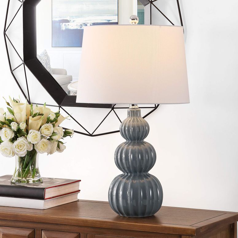 サファヴィヤ safavieh テーブルランプ サファビヤ サファヴィア Safavieh Lighting Collection Corina 26-inch Grey Triple Gourd Ceramic Table Lamp (LED Bulb Included) TBL4277A 【並行輸入品】｜MJ-MARKET