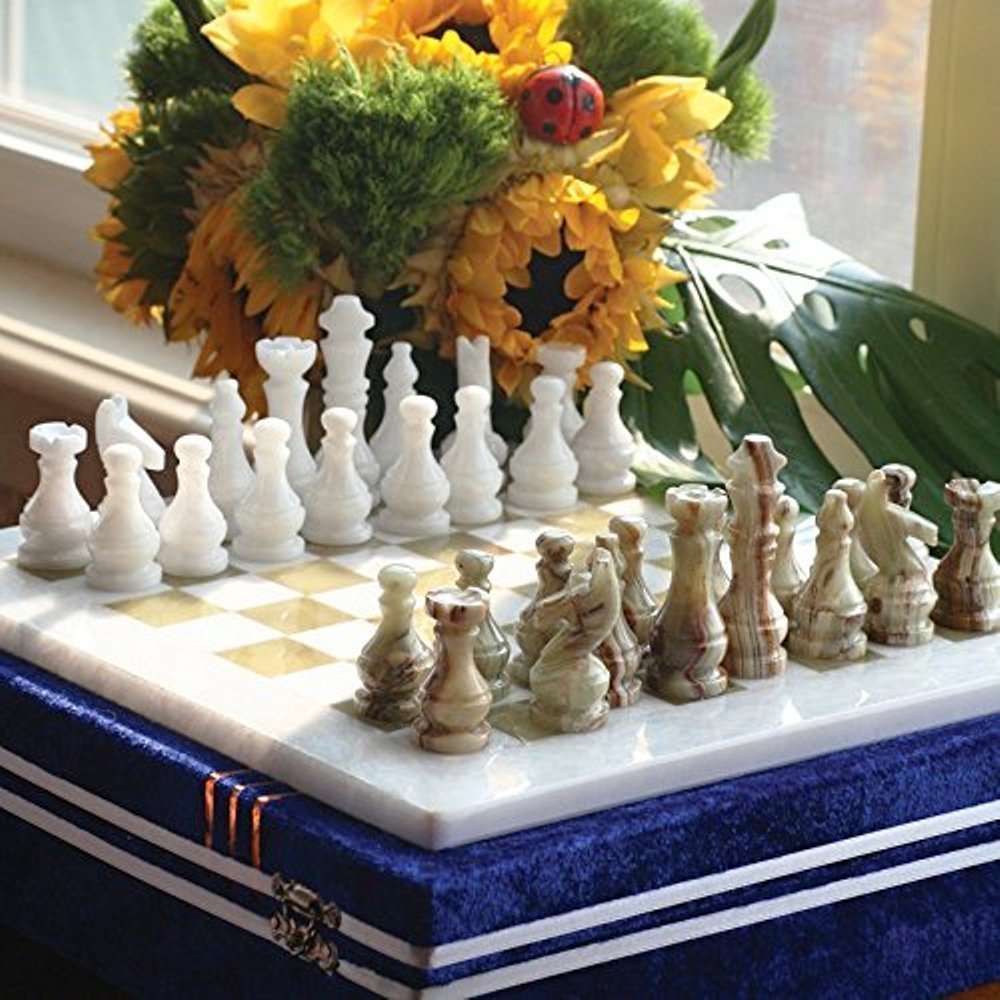 チェスセット RADICALn 15 Inches Large Handmade White and Green Onyx Weighted Full Chess Game Set Staunton and Ambassador Gift Style Marble Tournament Chess Sets for Adults -Non Wooden -Non Magnetic -Not backgammon 【並行輸入品】｜MJ-MARKET