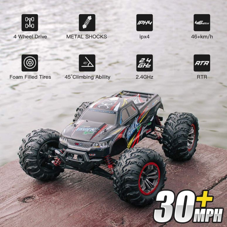 ラジコン Hosim Large Size 1 10 Scale High Speed 46km H 4wd 2 4ghz Remote Control Truck 9125 Radio Controlled Off Road Rc Car Electronic Monster Truck R C Rtr Hobby Grade Cross Country Car Black 送料無料 並行輸入尊厳さ