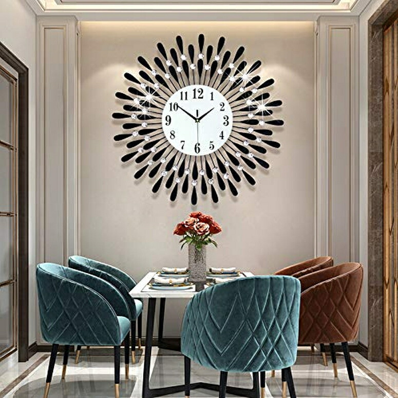 サンバースト 掛け時計 太陽の輝き JUGV 23.6 INCH Wall Clock for Living Room Decor,Non-Ticking Quiet Metal Petals Dial Glass Large Wall Clock Black for Bedrooms Kitchen and Small Space Wall Clocks Decorative 【並行輸入品】｜MJ-MARKET 39,300円