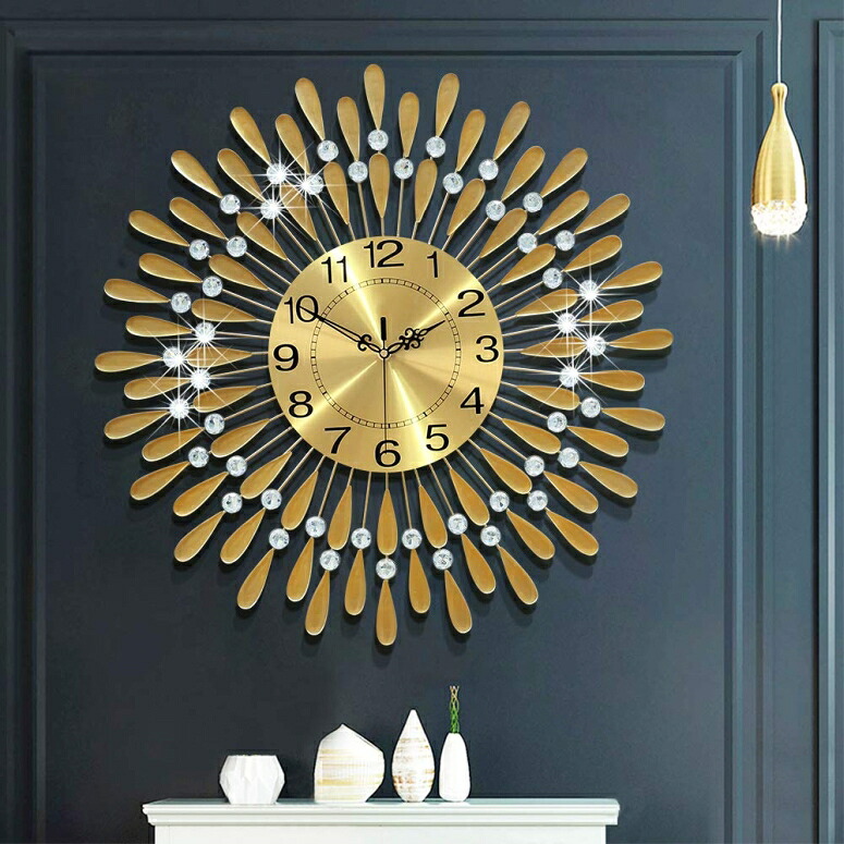 サンバースト 掛け時計 太陽の輝き JUGV Large Wall Clock Metal Decorative Wall Clocks 3D Non-Ticking Silent Quartz Clocks with Arabic Numerals for Living Room Home Kitchen Decor 【並行輸入品】｜MJ-MARKET 38,500円