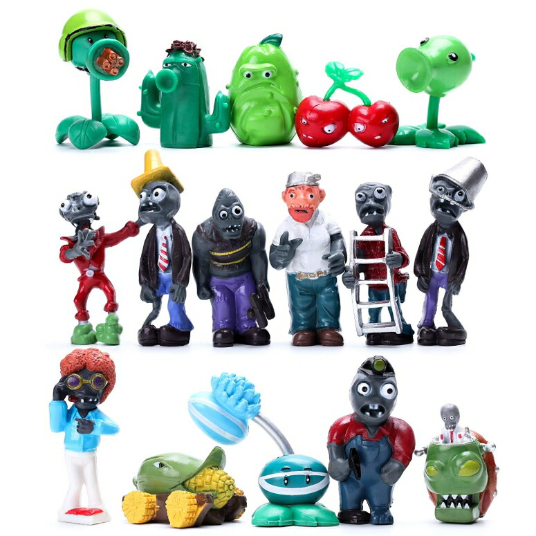 プラント vs ゾンビ 16体 フィギュア Maikerry 16Pcs Plants vs Zombies Figures PVZ Figurines Cupcake Figures Decorative Toys 【並行輸入品】