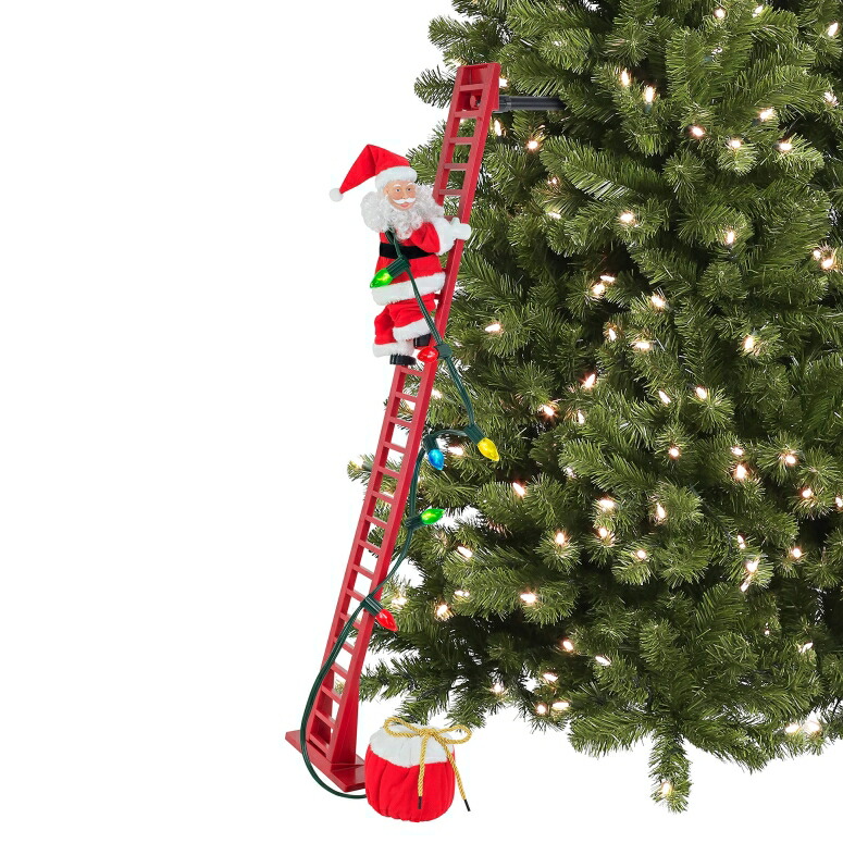 クリスマスオーナメント 聖ニコラス 掛けはしご Mr. Christmas Super Climbing Santa Holiday Decor, Red 【並行輸入品】