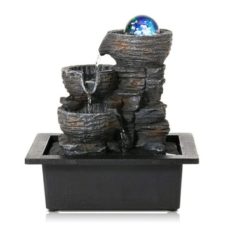 卓上 噴水 滝のオブジェ テーブルトップファウンテン インテリア噴水 Dyna-Living Water Fountains Indoor Tabletop Water Fountain with LED Coloured Lights Portable Waterfall Fountain for Modern Home Decor Office Shop Decoration Home Gift 【並行輸入品】｜MJ-MARKET