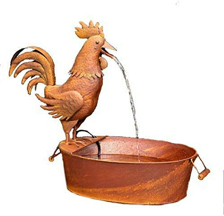卓上 噴水 滝のオブジェ テーブルトップファウンテン インテリア噴水 Park Hill EAG82176 Folk Art Metal Rooster Fountain -Rustic Indoor and Outdoor Complete Tabletop Fountain w/Pump & Tubing 27 in. x 15 in. x 25 in. 【並行輸入品】