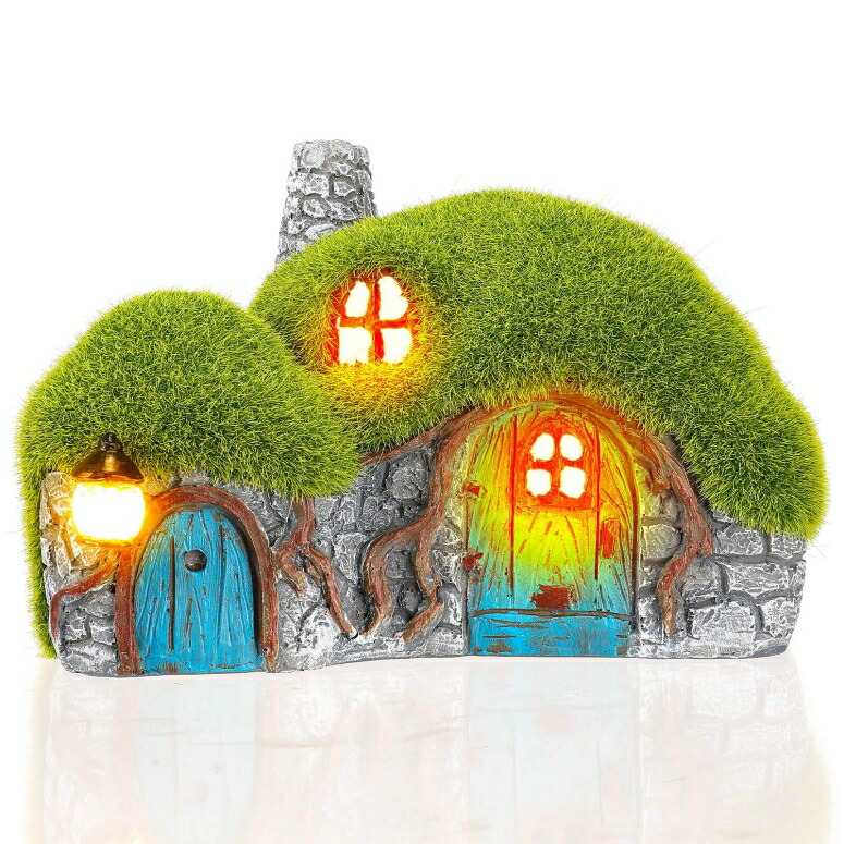 LEDソーラーライト ソーラーパワー ガーデンライト Outdoor Figurine Lights Garden House Statue - Outdoor Statues with Solar Lights Garden Cottage Lighting Figurines for Home or Yard Decor 【並行輸入品】