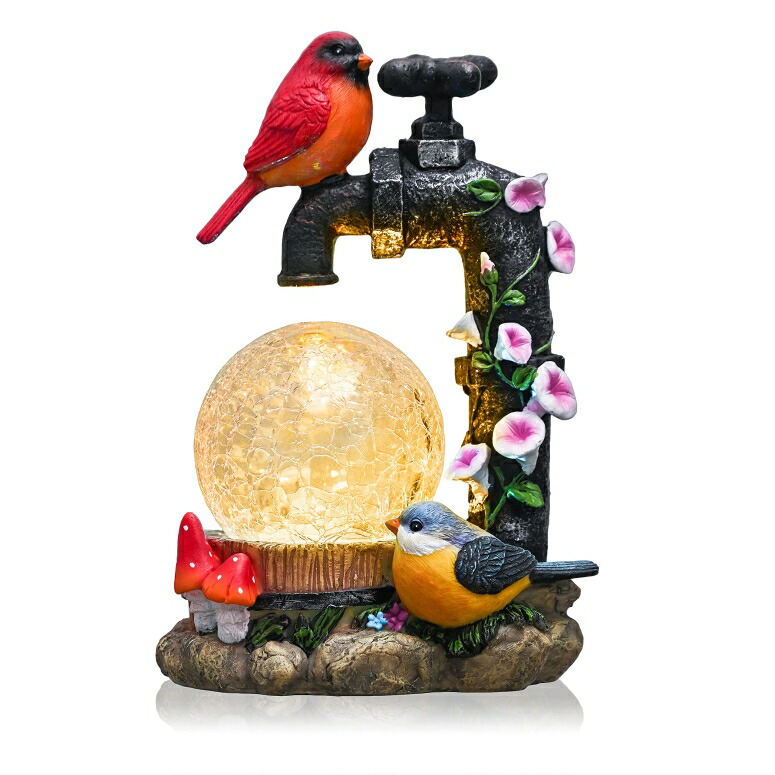 LEDソーラーライト ソーラーパワー ガーデンライト TERESA'S COLLECTIONS Bird Garden Decor with Solar Powered Lights, Resin Outdoor Garden Bird Figurine Statue with Crackle Glass Globe for Home Patio Lawn Yard Decorations, 8.3 inch 【並行輸入品】|MJ-MARKET