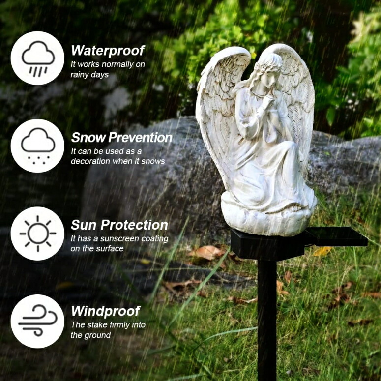 LEDソーラーライト ソーラーパワー ガーデンライト Juliahestia Angel Pray Garden Decor Solar Lights Outdoor Stake Decorative Light Up for Outside Cemetery Decorations for Grave Yard Lawn Porch Pathway Christmas Figurines Ornament Guar 【並行輸入品】 10,950円