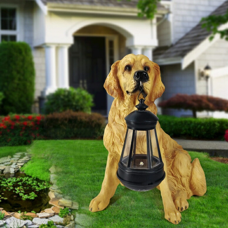 LEDソーラーともし火 ソーラー力強さ 庭園ともし火 犬 Golden Retriever Statue Outdoor with Solar Led Home Garden Decoration Windproof Lamp Realistic Dog Decor(Golden Retriever \u0026LED) 【並行輸入品】