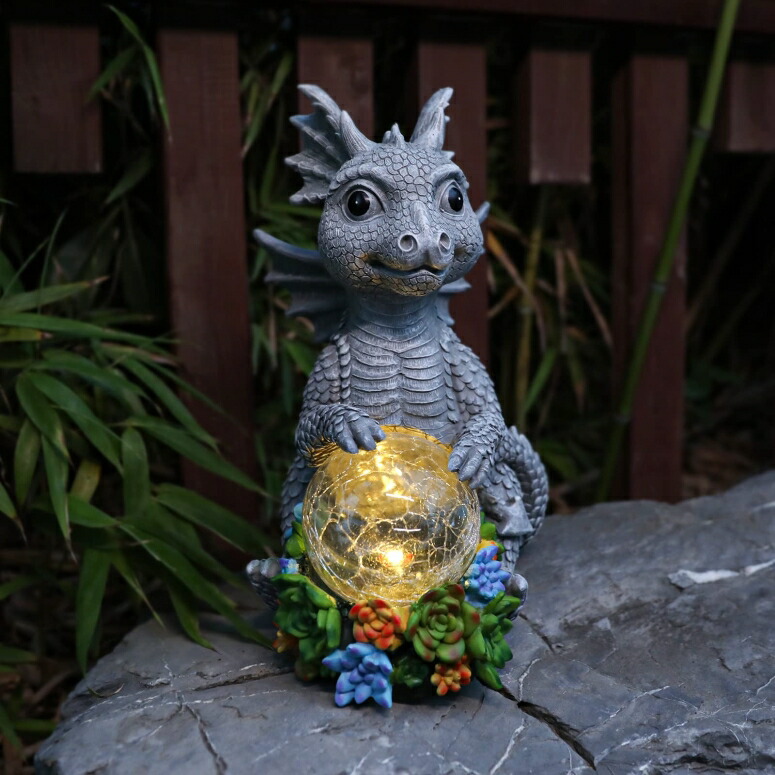 LEDソーラーライト ソーラーパワー ガーデンライト ドラゴン Ovewios Garden Dragon Statue Outdoor Decor, Large Dragon Figurine with Solar Crackle Globe Light Yard Art Decoration Resin Ornament for Indoor Home Outdoor Patio Lawn Gift 【並行輸入品】|MJ-MARKET