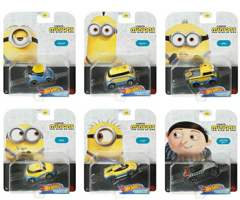 ミニオンズ フィーバー ライズオブグルー 2022 ミニオン おもちゃ HW Character Cars Hot Wheels Character Cars Minions The Rise of Gru - Complete Set of All 6 1:64 Scale Diecast Vehicles 【並行輸入品】