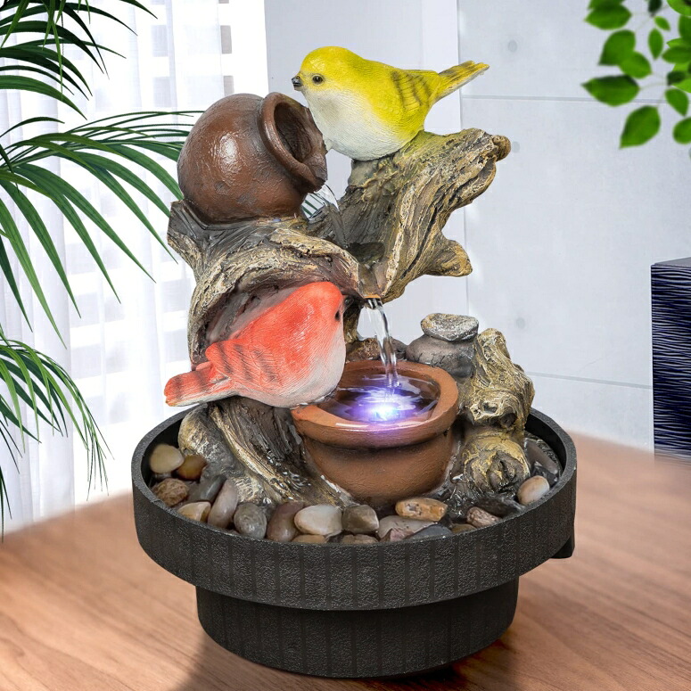 卓上 吹き上げ 滝のオブジェ テーブルトップファウンテン 室内装飾吹き上げ Ferrisland Tabletop Fountain Birds Waterfall Desktop Electric Water Fountain Decor w/ LED - Indoor Outdoor Portable Tabletop Decorative Zen Meditation Waterfall Kit I 【並行輸入品】
