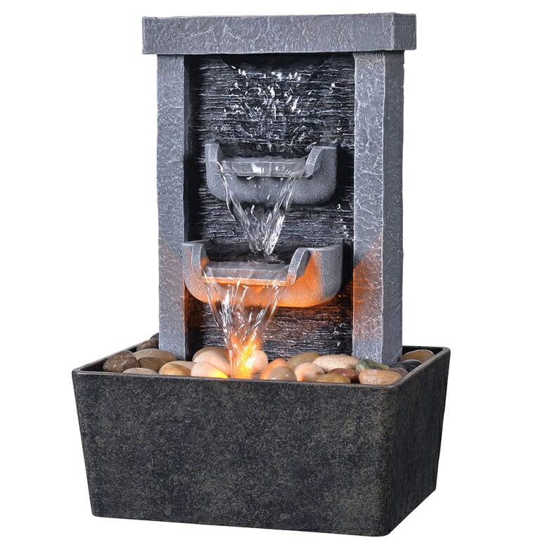 卓上 吹き上げ 滝のオブジェ テーブルトップファウンテン 室内装飾吹き上げ GOSSI 10.3 インチ Indoor Waterfall Fountain Relaxation High Pressure Water Pumps Tabletop Fountain Nature Feeling Water Fountains with Reflective Lighting/River Rocks Hom 【並行輸入品】