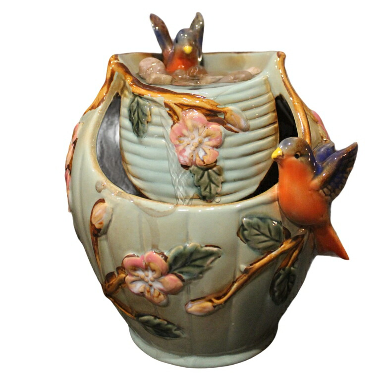 卓上 噴水 滝のオブジェ テーブルトップファウンテン インテリア噴水 Gift Essentials Tabletop Ceramic Water Fountain, Relaxing Bubbling Indoor Fountain (Bluebird) 【並行輸入品】