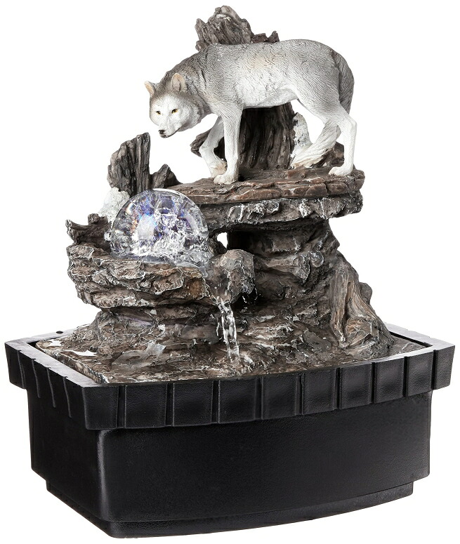 卓上 吹き上げ 滝のオブジェ テーブルトップファウンテン 室内装飾吹き上げ 差しゆるす Lighting 10.25\" H Wolf Table Fountain, Black 【並行輸入品】"