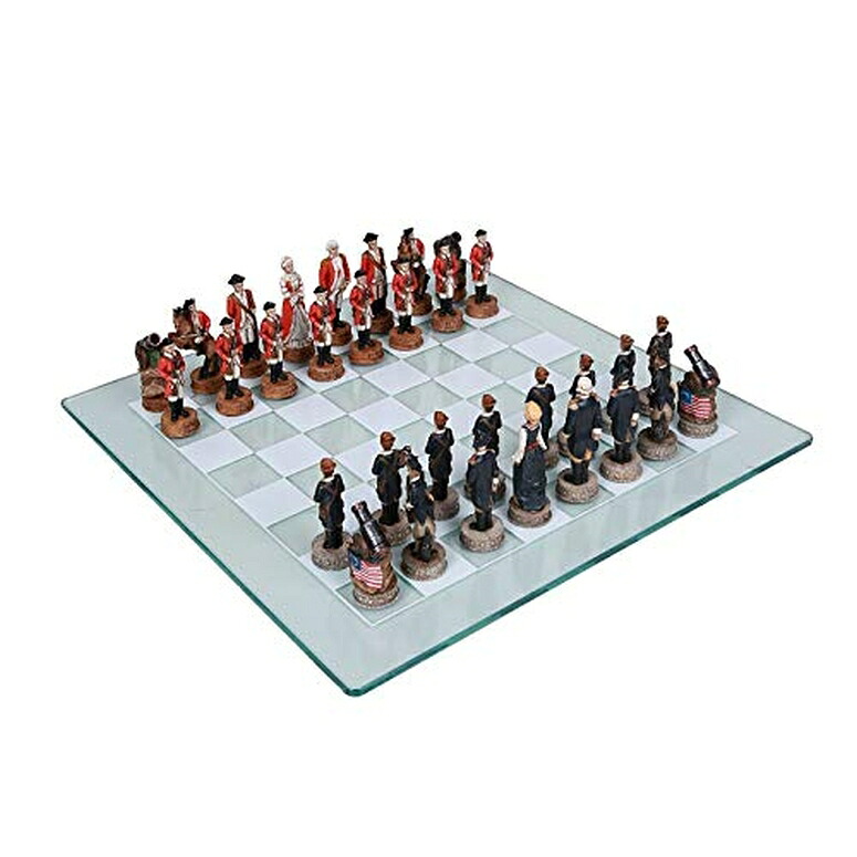 チェスセット US Revolution War Chess Set with 17" x 17" Glass Board 【並行輸入品】｜MJ-MARKET