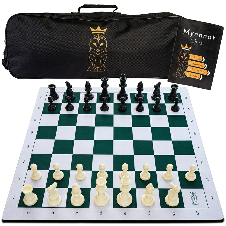 チェスセット Mynnnat Professionals Chess Set, Thick Tournament Roll up Board and Pieces with Travel Bag and Unique Booklet for Chess Training - White & Green 【並行輸入品】｜MJ-MARKET 18,278円
