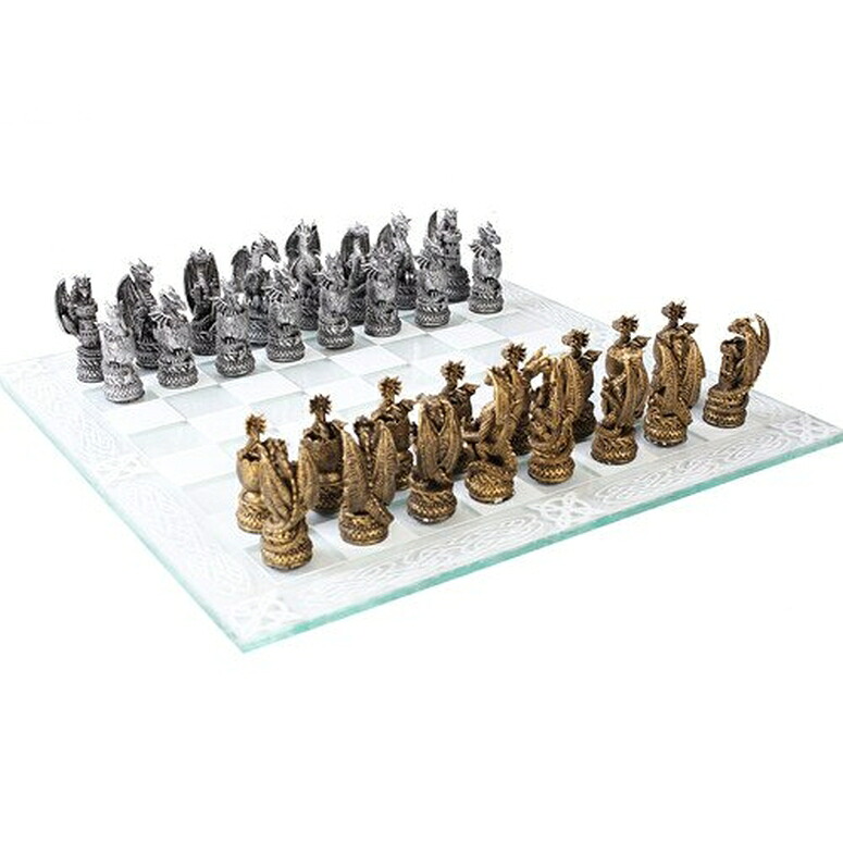 チェスセット Pacific Giftware Dragon Kingdom Chess Set with Glass Board Set 【並行輸入品】|MJ-MARKET
