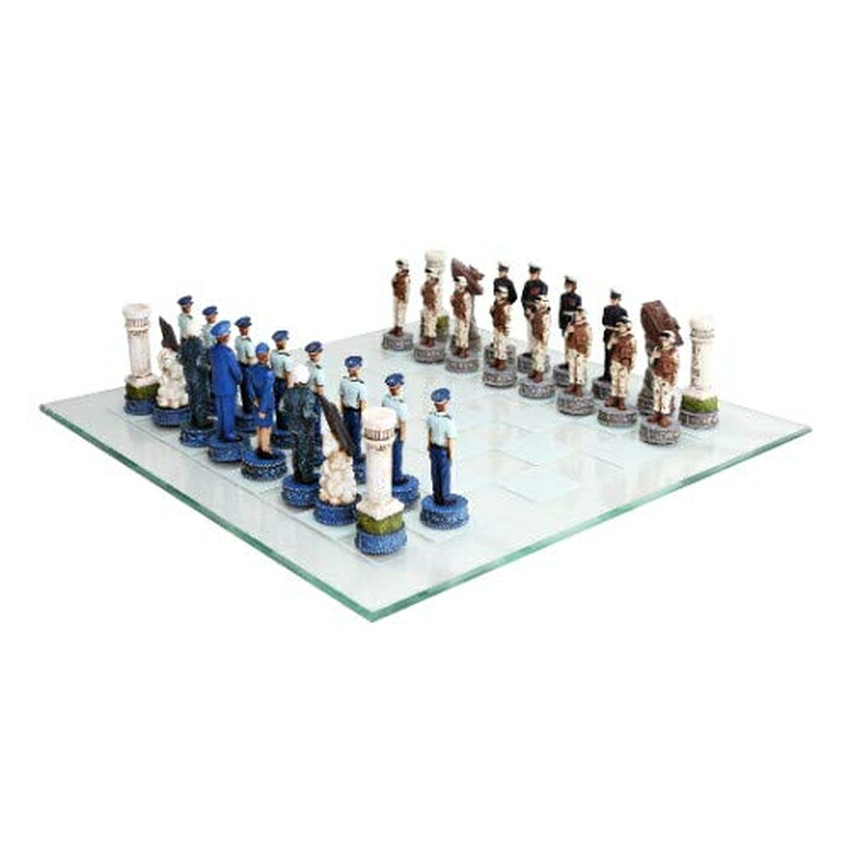 チェスセット US Air Force vs Marines Military Chess Set Hand Painted with Glass Board 【並行輸入品】|MJ-MARKET