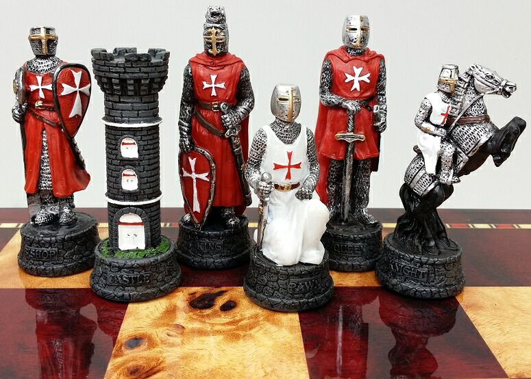 チェスセット Medieval Times Crusades Maltese Armored Knight RED and WHITE Chess Men Set NO BOARD 【並行輸入品】|MJ-MARKET